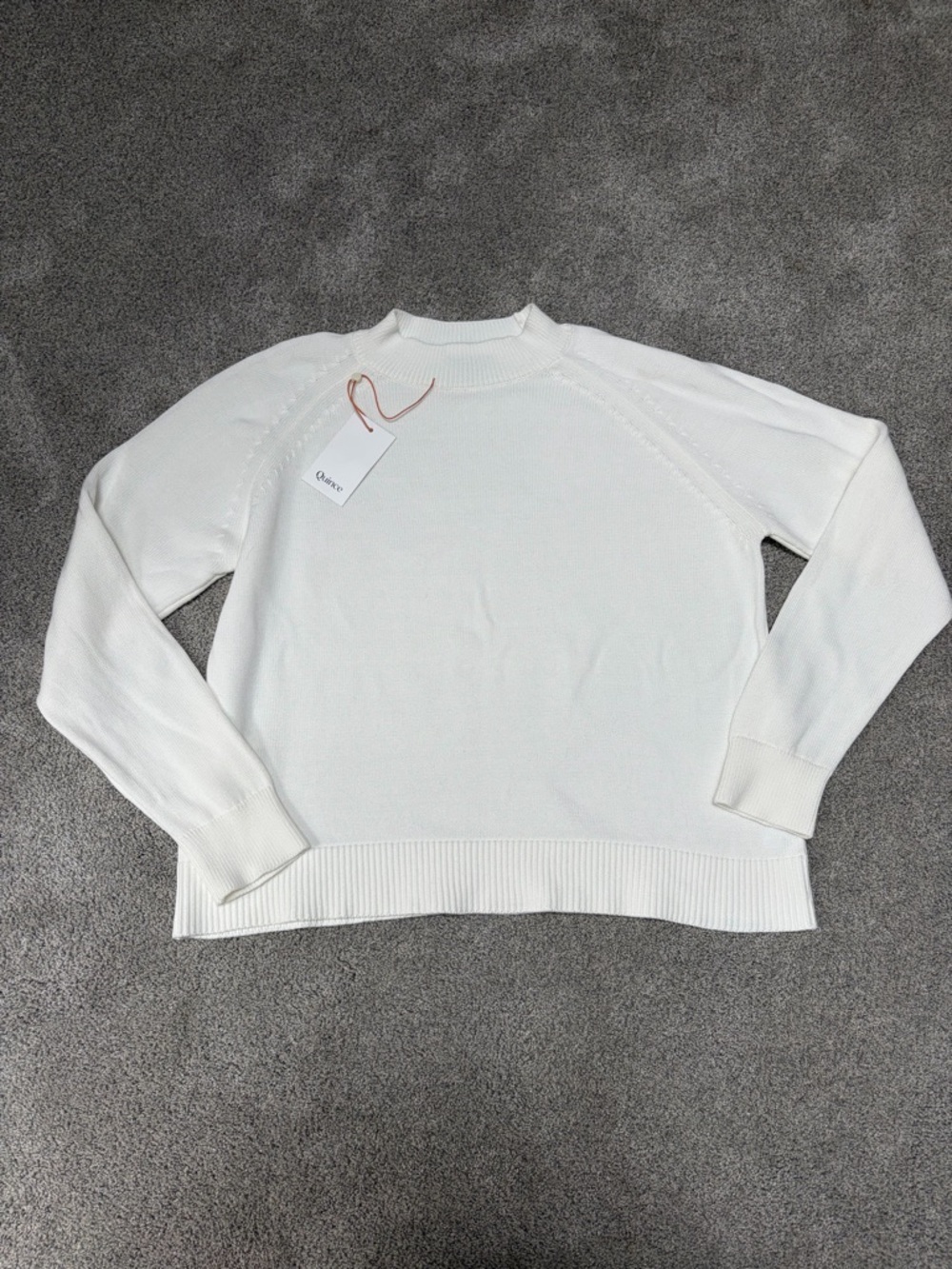 Quince Organic Cotton White Crewneck Sweater